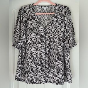 XXLP Charter Club blouse.  Navy blue with white and pink flowers.